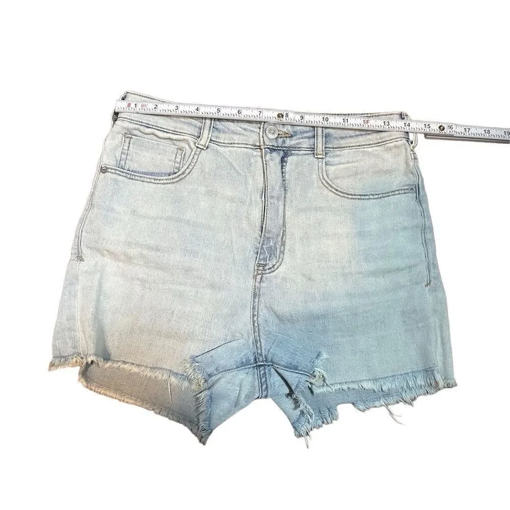Anthropologie Pilcro Jean Shorts Ultra High Rise Light Wash Denim Raw Cut Off Sz - Picture 6 of 9